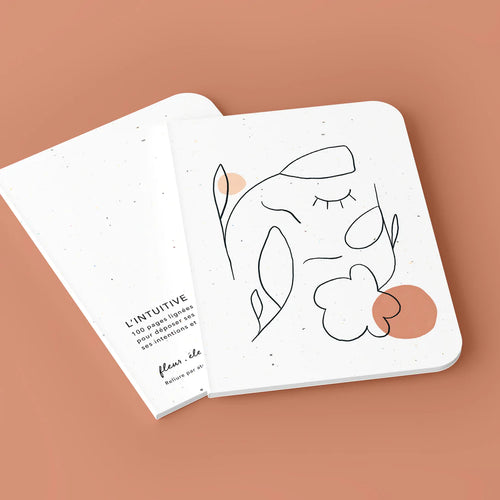 Carnet de note 'L'intuitive' lignées au format 5,25' x 8,25' po imprimé à Montréal par Les fleurs électriques et Atelier Archipel