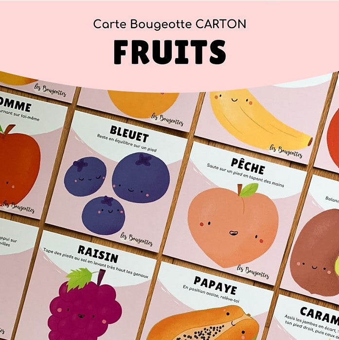 Jeu de 18 cartes 'Fruits'  illustré par Laurie Dubé réalisé par Les Bougeottes