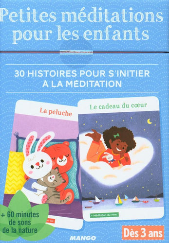 Boites de 30 cartes illustrées 'Petites méditations pour les enfants - 30 histoires pour s'initier à la méditation' par Gilles Diederichs aux Éditions Mango